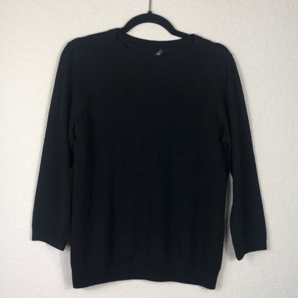 Talbots black lambs wool blend sweater sz medium minimalist neutral classic chic - Picture 2 of 4